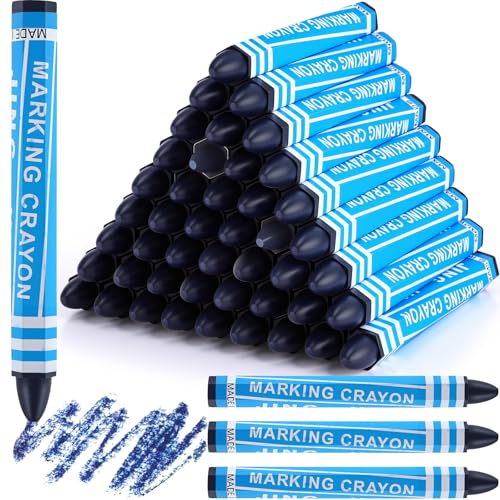 MotiMind 60 Pcs Industrial Lumber Crayons Bulk Wax Tire Marker Construction Marker for Craft Detailed Marking on Lumber Metal Carton Ceramics Concrete Glass Plastic 4.45" x 0.43" (Blue) - color: Blue