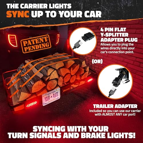 Mockins XXL Trailer Hitch Cargo Carrier with Rear Lights & Plate Bracket - size: 72"L X 36"W X 6"H - XXL