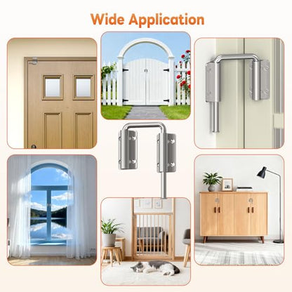 Upgraded Sliding Door Loop Lock, Gate Latches, Silver-2PCS - color: Silver-2PCS