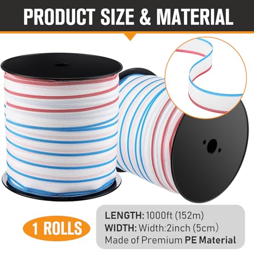 1 Roll 2 Inch x 1000 ft Electric Fence Tape Polytape - color: White, size: 2 Inchx 1000 ft