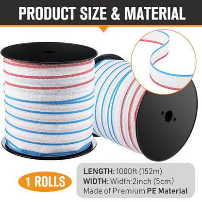 1 Roll 2 Inch x 1000 ft Electric Fence Tape Polytape - color: White, size: 2 Inchx 1000 ft