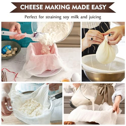 TOPULORS 8-Pack Cheese Cloth, 16x16 Inch Unbleached Cotton Straining Cloth - size: 8 PCS - 16x16 Inch