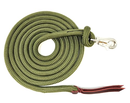 12FT Lead Rope with NP Snap - color: Olive Green, size: 12 ft. Nickel Trigger Snap