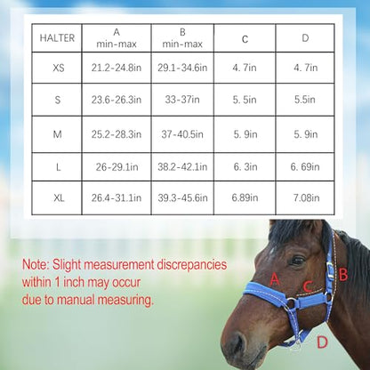 Adjustable Horse Halter with Fleece Padding, Available in Black, Red, Blue - color: Blue, size: Large