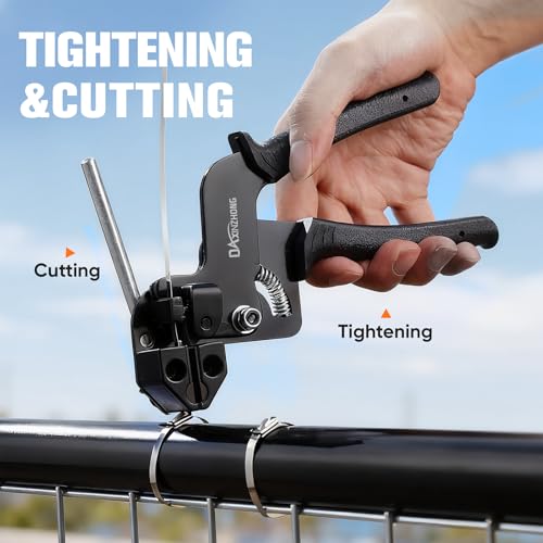 Heavy Duty 304 Stainless Steel Cable Tie Gun Kit - 100PCS 11.8" Metal Zip Ties (200LBS) + Industrial Scissors, UV Resistant Tool - Fence Ties, Exhaust Pipe, Chicken Coop, Industrial Use