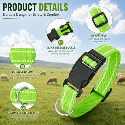 5 Pack Reflective Goat Collars with Bells,Anti-Lost Pet Collar - color: Reflective Black+Grey+Green