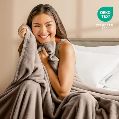 Bare Home Fleece Blanket Luxury Microplush (Full/Queen, Taupe) - color: 23 - Taupe, size: Full/Queen