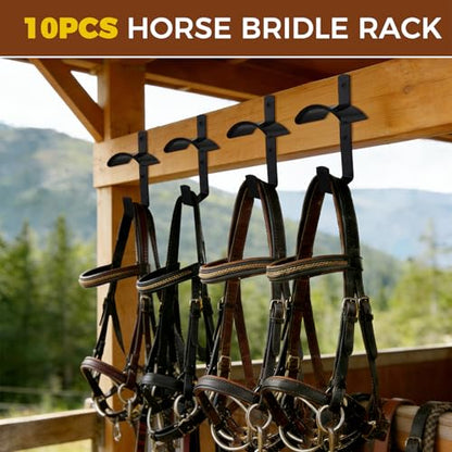 10Pcs Horse Bridle Rack Heavy Duty Wall Mounted Bridle Holder Bridle Hook with Screws for Horse Barn Tack Room