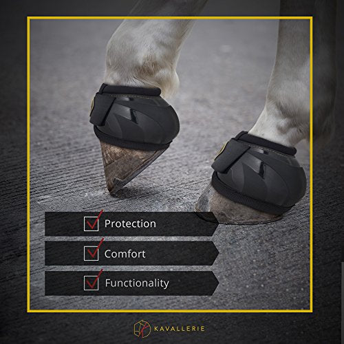Kavallerie PRO-K Soft No Turn Bell Boots Ultimate Hoof Protection, with Anti-Spin Fastening System, Durable & Prevents Overreaching - color: Black, style: Bell Boots (Pro-K)