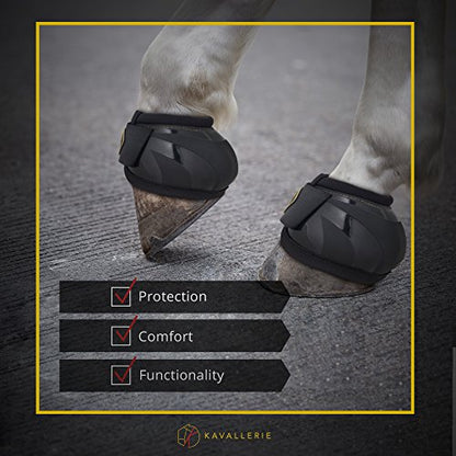 Kavallerie PRO-K Soft No Turn Bell Boots Ultimate Hoof Protection, with Anti-Spin Fastening System, Durable & Prevents Overreaching - color: Black, style: Bell Boots (Pro-K)