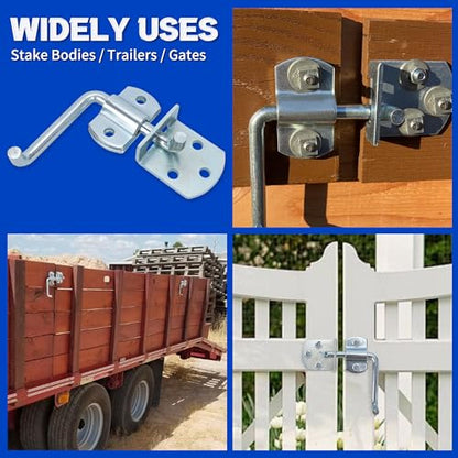 Lonffery Trailer Gate Latch | 2 Pack Stake Bed Latches, Straight Side Gate Bracket Sets for Utility Trailer, Trucks, Wood - size: 2 Pack