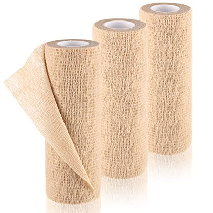 Nuanchu 3 Pcs Self Adhesive Cohesive Wrap Bandage 6inch x 5yard, Beige - color: Beige