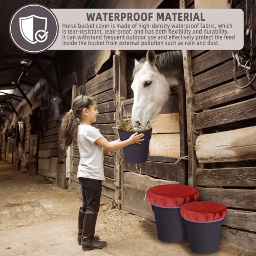2-5 Gallon Horse Bucket Cover, Waterproof Horse Feed Bucket Cover, Lightweight and Easy to Use (Excluding Bucket, Red) - color: Red