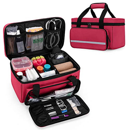 CURMIO Empty First Aid Kits Case, Family Medical Supplies Storage Bag, Red