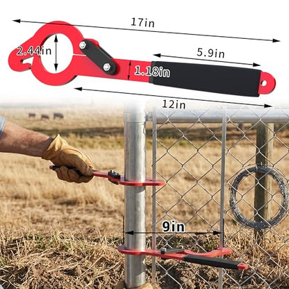 Chain Link Fence Stretcher Tool, Fits 2-3/8" OD Posts, Wire Puller Stretcher & Fence Tensioner for Woven Wire Fence, 9” Pull Range, One-Person Operation, 2 Pack - color: 2 Pack, size: 2-3/8'' OD