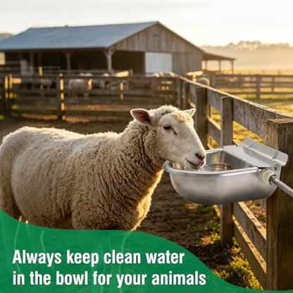 Automatic Horse Waterer Large Livestock Water Bowl 1.35Gal Stainless Steel Trough for Cattle Cow Pig Sheep Pet Dog