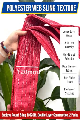 Endless Round Sling 11020lb 7.87FT 2 Packs Sling Strap Rigging Polyester Endless Lift Sling for Hoist Heavy Duty Objects Heavy Duty Poly Lifting Sling【5T-2.4M】 - size: 5T 2.4M 2Pack