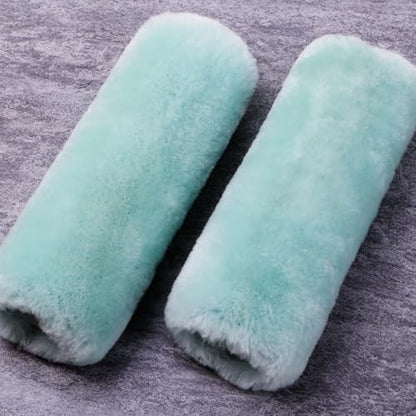 OGLAND 2 Pack Sheepskin Car Seat Belt Cover Pads | Wool Seatbelt Cushions - color: Mint Green, size: Shearling Wool