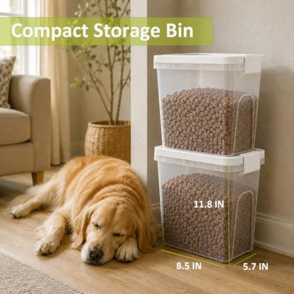 5-10 Lbs Airtight Cat Dog Food Storage Container, 8QT Compact Pet Food Bin - color: Bright White