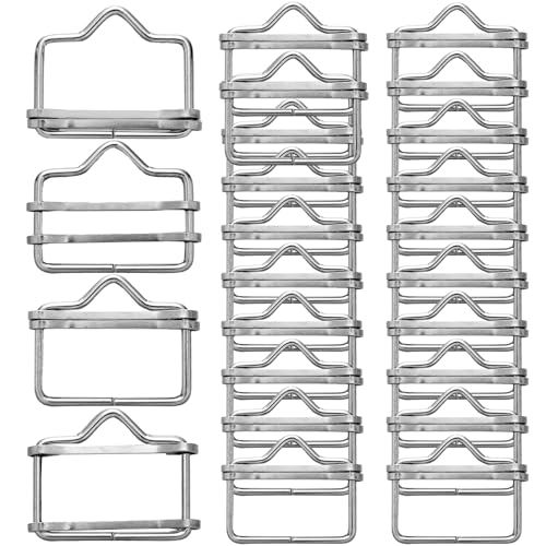 Tandefio 24 Pieces 1.6 Inches Electric Fence Poly Tape Splicer Polytape Buckle Stainless Steel Electric Fence Connectors for Outdoor Electric Fence, Silver
