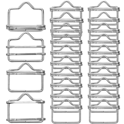Tandefio 24 Pieces 1.6 Inches Electric Fence Poly Tape Splicer Polytape Buckle Stainless Steel Electric Fence Connectors for Outdoor Electric Fence, Silver