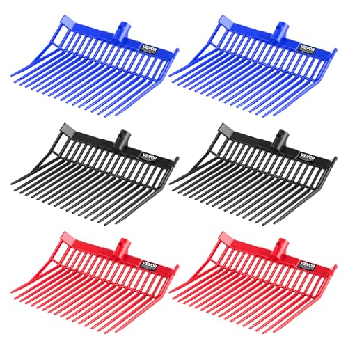 VEVOR 6PCS Manure Fork Replacement Head, 18 Angled Tines Horse Manure Fork Head, Durable Plastic Pitchfork Heads, Horse Mulch Rake for Picking up Stable Stall Muck Grass Hay Cleaning Farm Work - size: 18 Angled Tines, style: Plastic Pitchfork Heads