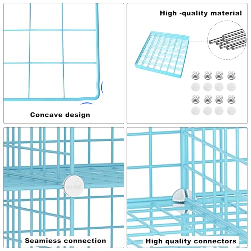 C&AHOME Wire Cube Storage, 12 - Cube Organizer Metal C Grids, Closet, Blue - color: Blue