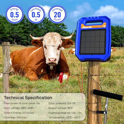 Solar Electric Fence Charger for Livestock, Low Consumption Electric Fence Controller with Smart Day/Night Mode, Suitable for Pasture or Garden Fencing - style: WL2