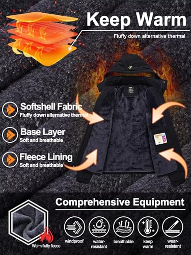 QPNGRP Mens Waterproof Ski Snowboard Jacket Winter Windproof Snow Coat - color: Black, size: Medium
