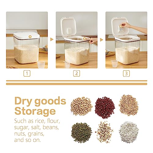Rice Dispenser 10Lbs - Airtight with Measuring Cup, PET Material | 5L/5.0 Qt Capacity, Rice & Cereal & Pet & Laundry Pod Bin, Kitchen Bathroom Pet Food Pantry - color: 5.6 L