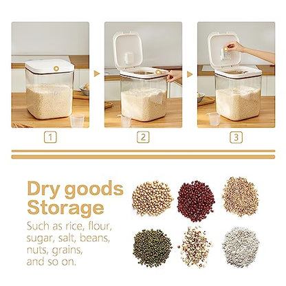 Rice Dispenser 10Lbs - Airtight with Measuring Cup, PET Material | 5L/5.0 Qt Capacity, Rice & Cereal & Pet & Laundry Pod Bin, Kitchen Bathroom Pet Food Pantry - color: 5.6 L