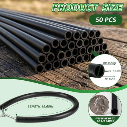 50 PCS Electric Fence Insulator Tubing, Fits 12-1/2 Gauge Wire, Cut-to-Size PE Insulation Tube for Corner Post and Fence End, Simple to Install