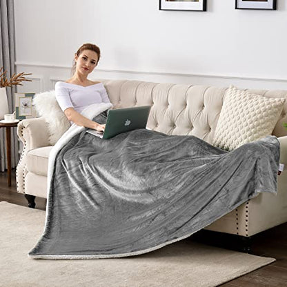 SOCHOW Sherpa Fleece Throw Blanket, Grey, 50x60 inches - color: Gray, size: 50"×60"