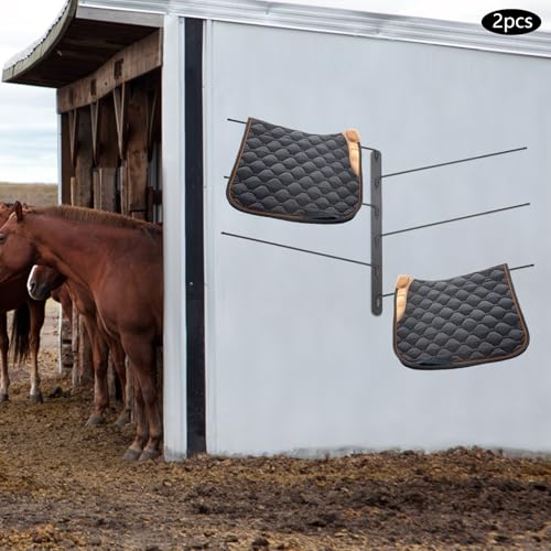 2 Pcs Saddle Rack, 6 Tier Wall Mounted Horse Saddle Stand with Protective Cover, 180-Degree Swivel Horse Tack Storage Holder for Stables, Garages, Barns, Utility Rooms.