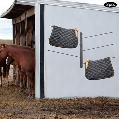 2 Pcs Saddle Rack, 6 Tier Wall Mounted Horse Saddle Stand with Protective Cover, 180-Degree Swivel Horse Tack Storage Holder for Stables, Garages, Barns, Utility Rooms.