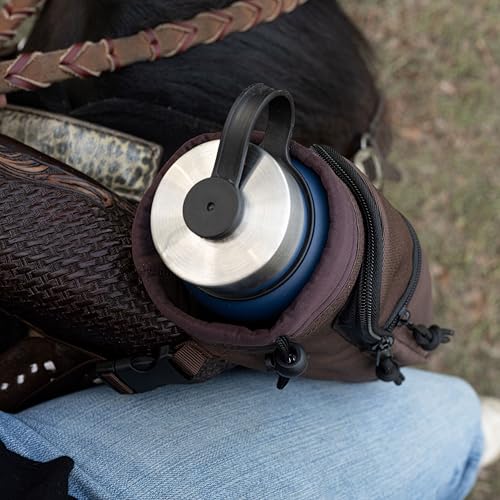 STARKENBURG COMPANY Horse Saddle Water Bottle Holder, Brown Water Holder, Multi Pocket Horse Saddle Drink Holder up to 40oz, Horse Gifts, Horse Stuff Horse Tack