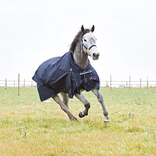 Horze Avalanche 1200D Ripstop High Neck Heavy Weight Waterproof Horse Turnout Blanket (300g Fill) - Peacoat Dark Blue - 75 in - size: 75 in