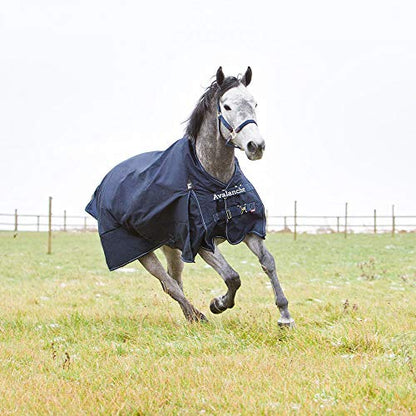 Horze Avalanche 1200D Ripstop High Neck Heavy Weight Waterproof Horse Turnout Blanket (300g Fill) - Peacoat Dark Blue - 75 in - size: 75 in