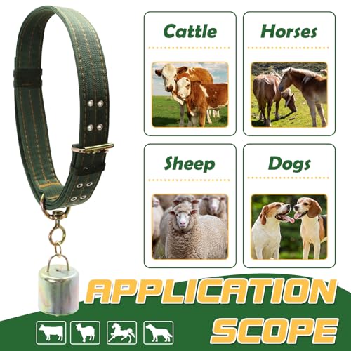 59 Inch Heavy Duty Adjustable Cow Collar with Anti-Lost Cow Bell - size: 59 Inch