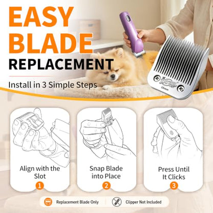 Size 5/8HT Detachable Pet Grooming Clipper Blade with Ceramic Cutter, 16mm 5/8 Inch Cut Length, Silver, Compatible with Andis, Oster A5, Wahl KM10, 1 Pack - color: Silver, size: 5/8HT 16mm