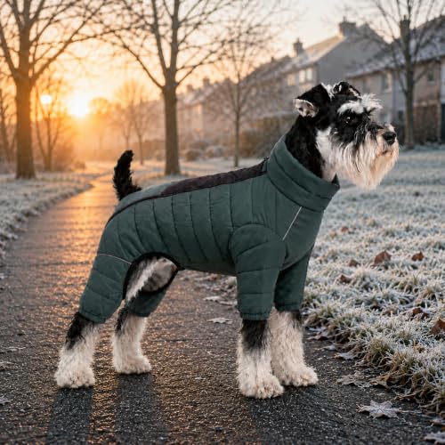 ArmyGreen Dog Jumper, Windproof, Reflective - Dirigible Winter Jacket for S, M, L - Zip, Adjustable Sizes - color: Armygreen, size: S (10.5inch Back)