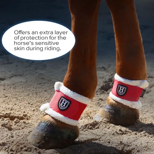 Harrison Howard Essential Premium Horse Pastern Wraps with Berber Fleece Lining Sold in Pairs Red - color: Red