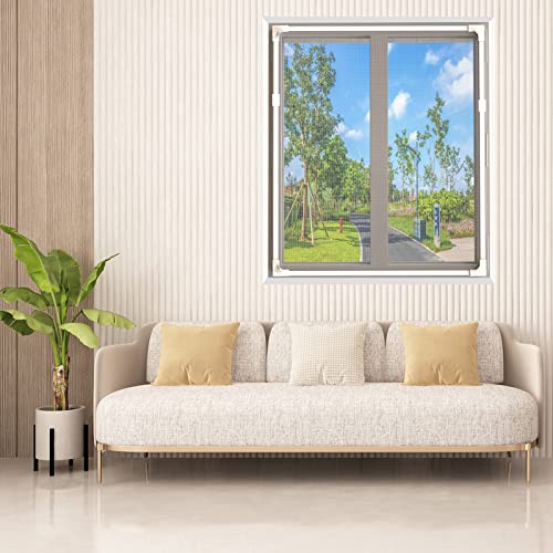 Adjustable DIY Magnetic Window Screen Max 55”H x 36”W Fits Any Size Smaller DIY Easy Installation (White) - size: 55"x36"