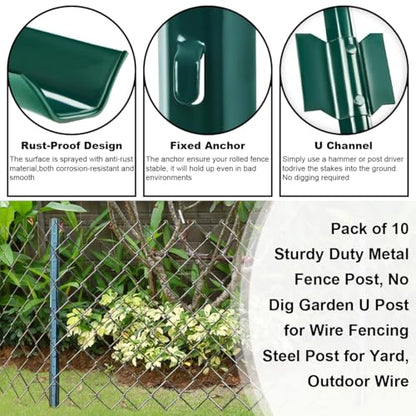 Fence Posts 5FT, 10pcs Heavy Duty Garden Stakes (Patchwork Style) - size: 5 Feet