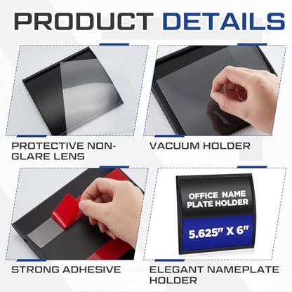 Yaocom Set of 5 Curved Name Plate Holder for Doors 5.625" x 6", Black - color: Black