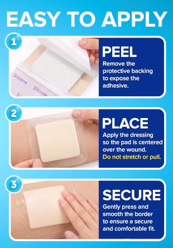 25Pcs Silicone Foam Dressing | 4x4 Bed Sore Bandages | Wound Care FSA&HSA - size: 4x4 25ct