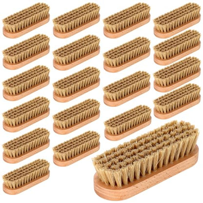 LemonRoad 20 Pcs Leather Upholstery Cleaning Brush Bulk Pig Soft Bristle Shoe Boot Brush Bulk Wooden Shoe Cleaning Scrub Brushes for Car Seats Leather Sofas Interiors Furniture Crafts Bags Shining