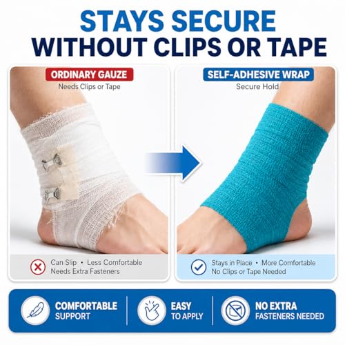 Primacare WB-7709 Self Adhesive Bandage Wrap 48 Pack, 2” x 5 Yards Cohesive Elastic Bandage Wrap, Multi Color Self Adherent Athletic Wrap Tape for Wrist, Ankle, Sports, First Aid, Vet and Pet Care