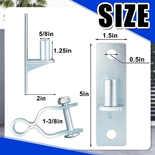 Dunzy 4 Pcs 1-3/8" Heavy Duty Wall Mount Gate Hinge Chain Link Gate Hinge with 5/8'' Pin Pipe Fence Pressed Steel Chain Link Fence Frame Outdoor Hardware