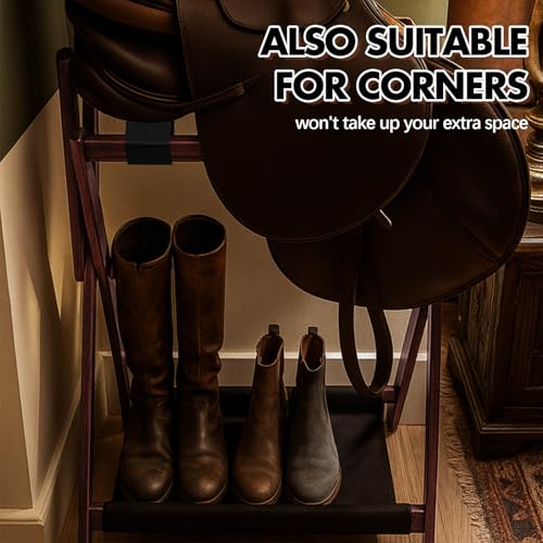Leinuosen 1 Pack Pine Wood Folding Saddle Rack Storage Tray, Walnut Brown - color: Walnut Brown